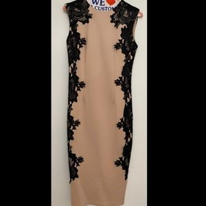 Midi Mauve and Black lace dress